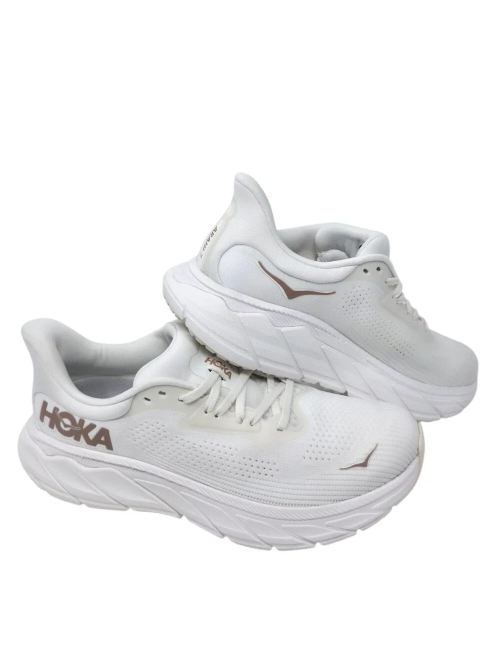 HOKA Arahi 7 Women’s 8.5 B Blanc De Blanc Rose Gold Running Shoes